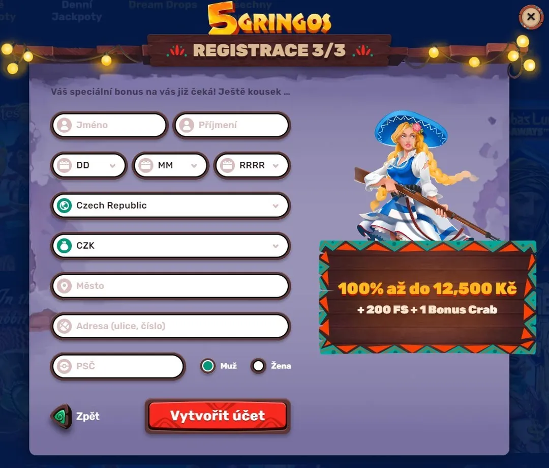 5Gringos Registrace 3 krok